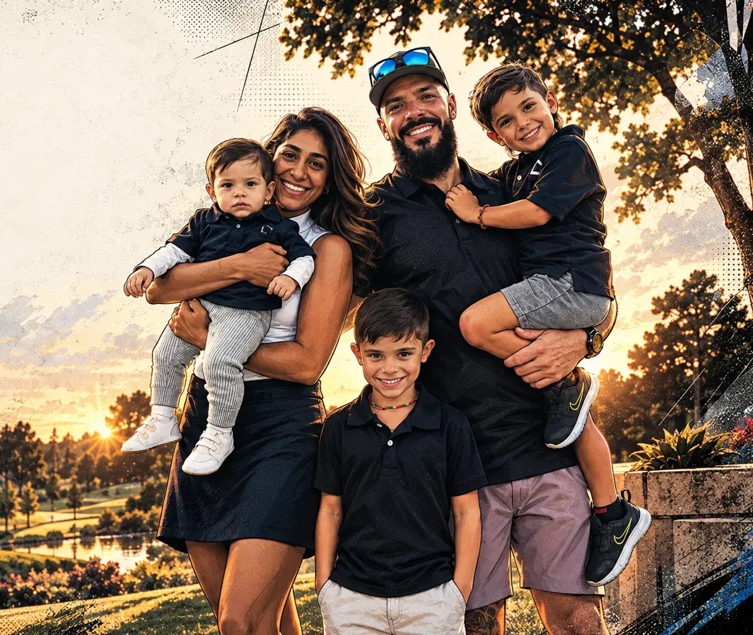 The family panel. Tasteful personal photography — warm